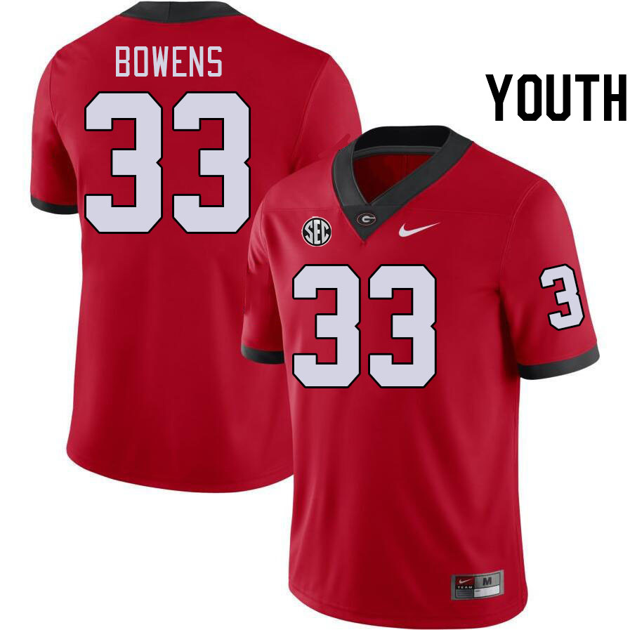 Youth #33 Chauncey Bowens Georgia Bulldogs College Football Jerseys Stitched-Red